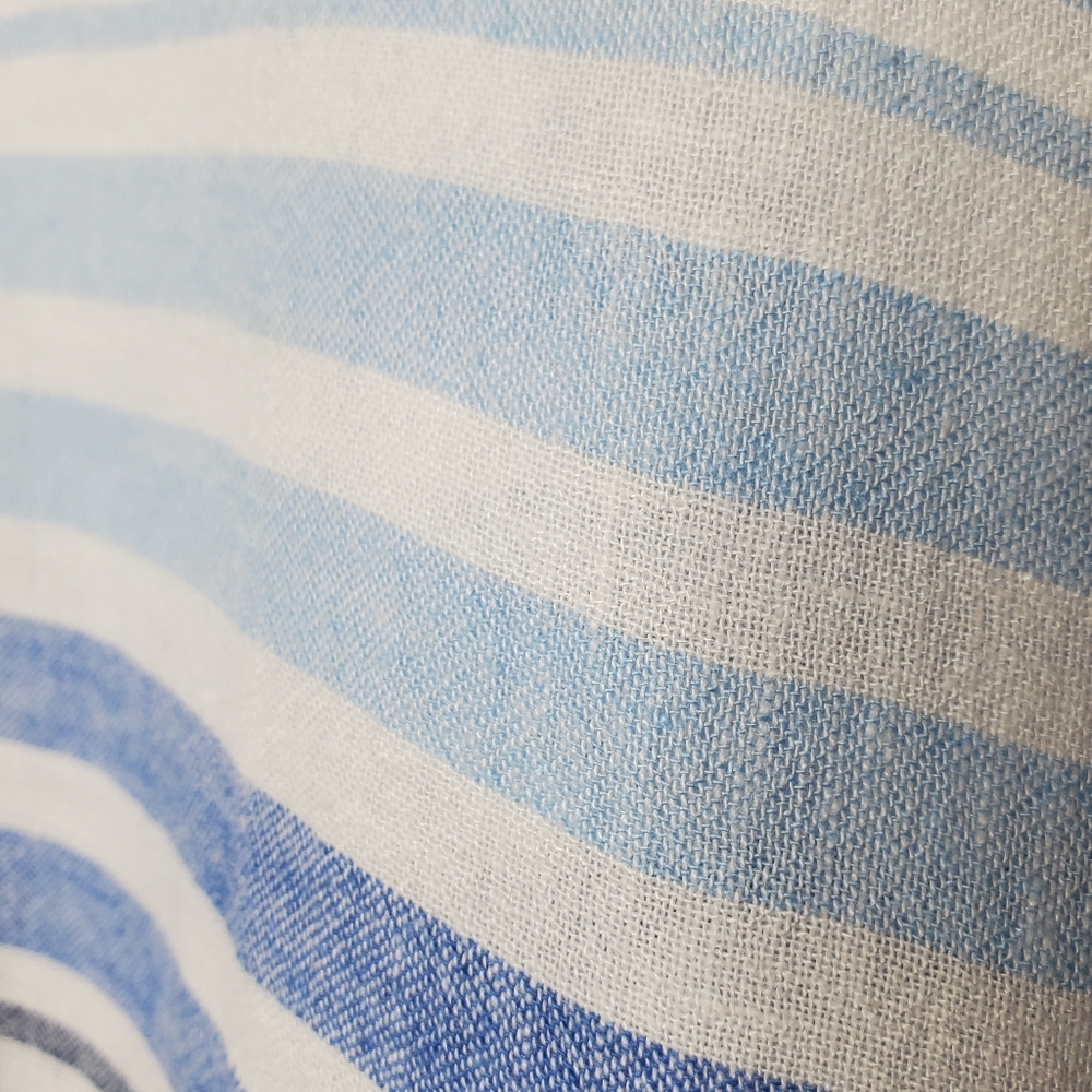 J. Jill Linen Blend Tunic Blouse White blue Ombre Stripe Petite Large Co… - Picture 3 of 10